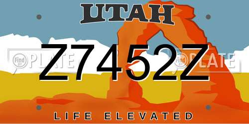 Z7452Z Utah License Plate