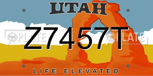 Z7457T Utah License Plate