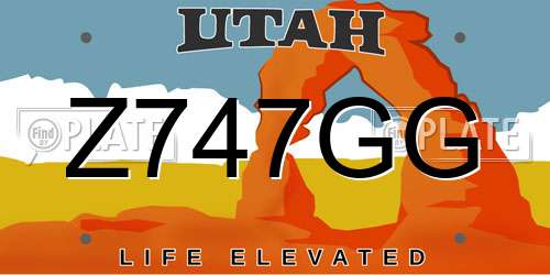 Z747GG Utah License Plate