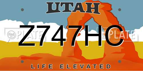 Z747HC Utah License Plate