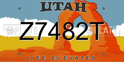 Z7482T Utah License Plate