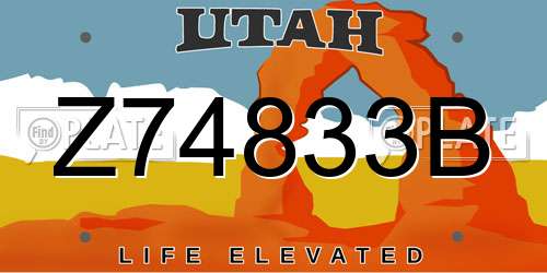 Z74833B Utah License Plate