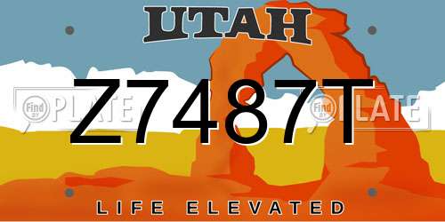 Z7487T Utah License Plate