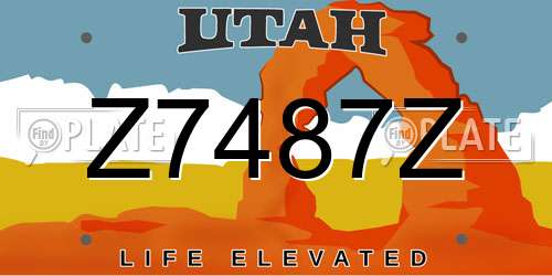 Z7487Z Utah License Plate