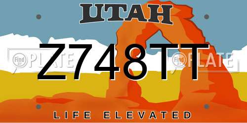 Z748TT Utah License Plate