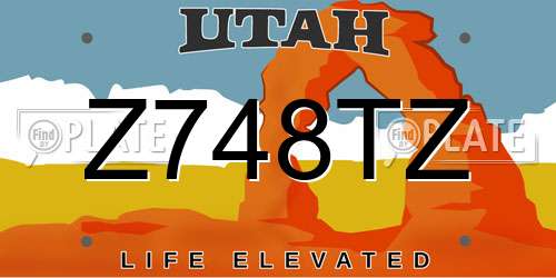 Z748TZ Utah License Plate