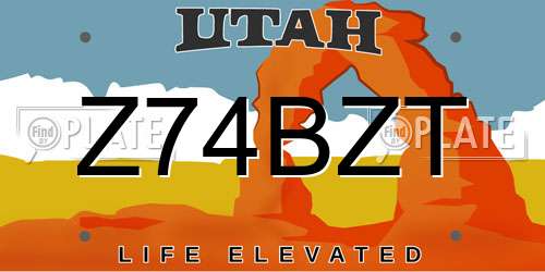 Z74BZT Utah License Plate