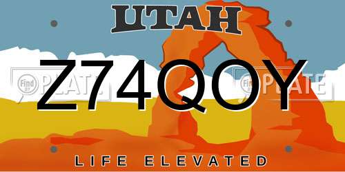 Z74QOY Utah License Plate