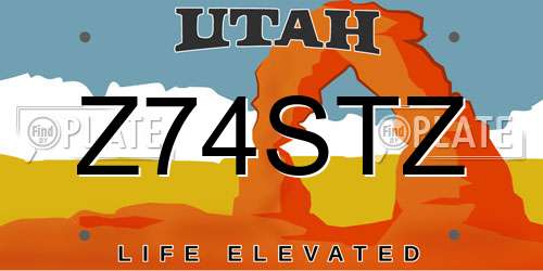 Z74STZ Utah License Plate