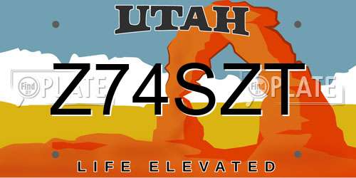 Z74SZT Utah License Plate