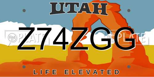 Z74ZGG Utah License Plate