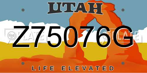 Z75076G Utah License Plate