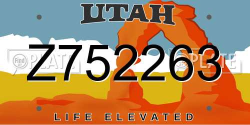 Z752263 Utah License Plate