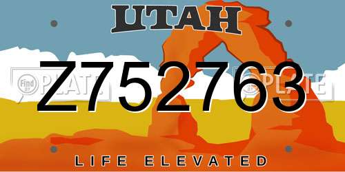 Z752763 Utah License Plate