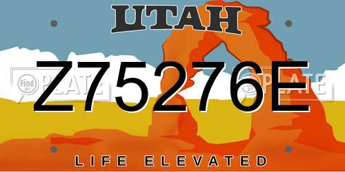Z75276E Utah License Plate