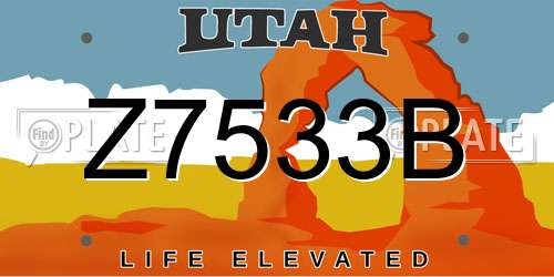 Z7533B Utah License Plate