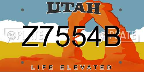 Z7554B Utah License Plate