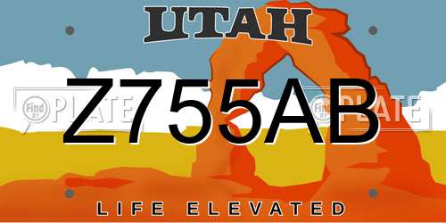 Z755AB Utah License Plate