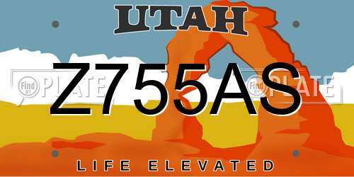 Z755AS Utah License Plate