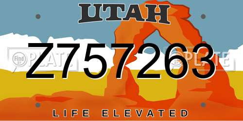 Z757263 Utah License Plate