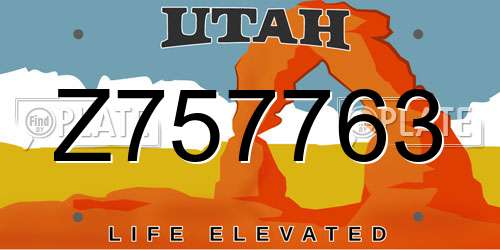 Z757763 Utah License Plate