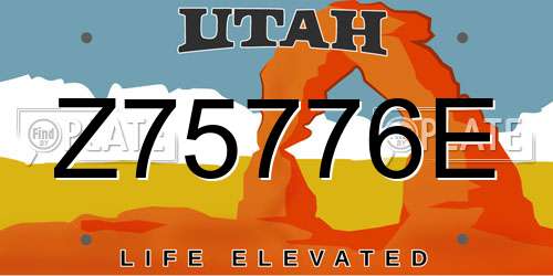 Z75776E Utah License Plate