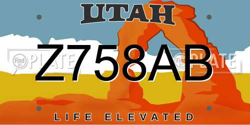 Z758AB Utah License Plate