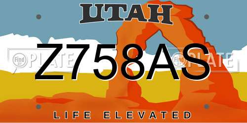 Z758AS Utah License Plate