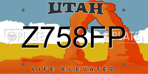 Z758FP Utah License Plate