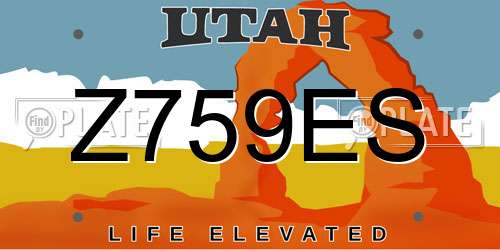 Z759ES Utah License Plate