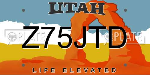 Z75JTD Utah License Plate