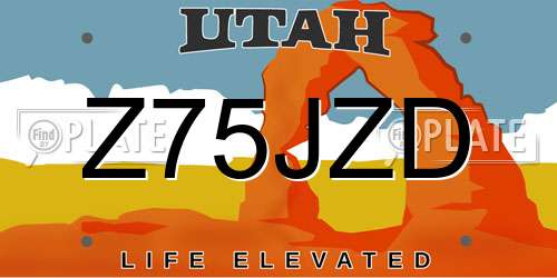 Z75JZD Utah License Plate