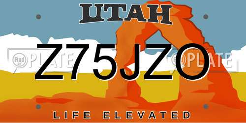 Z75JZO Utah License Plate