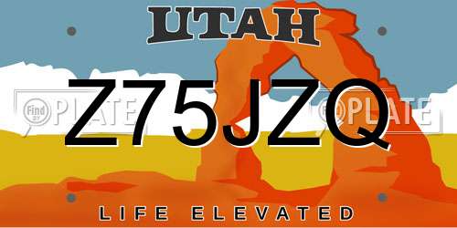 Z75JZQ Utah License Plate
