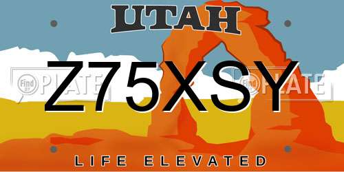 Z75XSY Utah License Plate