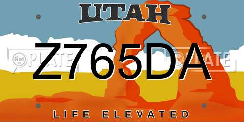 Z765DA Utah License Plate