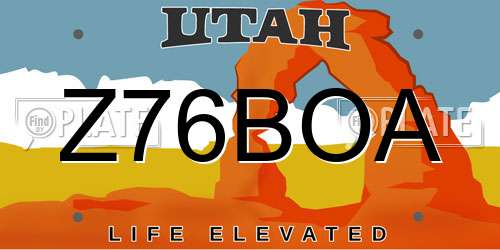 Z76BOA Utah License Plate