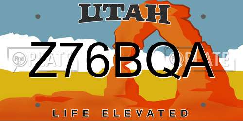 Z76BQA Utah License Plate