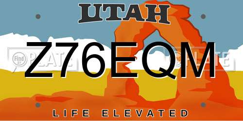 Z76EQM Utah License Plate
