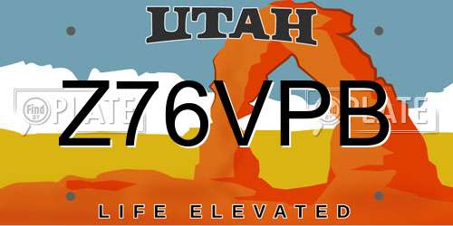 Z76VPB Utah License Plate