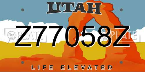 Z77058Z Utah License Plate