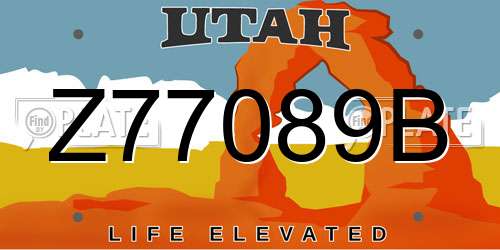 Z77089B Utah License Plate
