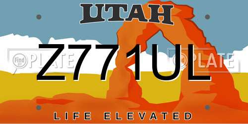 Z771UL Utah License Plate