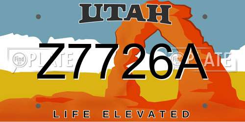 Z7726A Utah License Plate