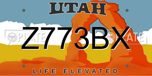 Z773BX Utah License Plate