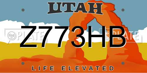 Z773HB Utah License Plate