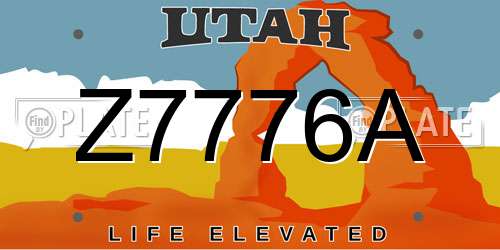 Z7776A Utah License Plate
