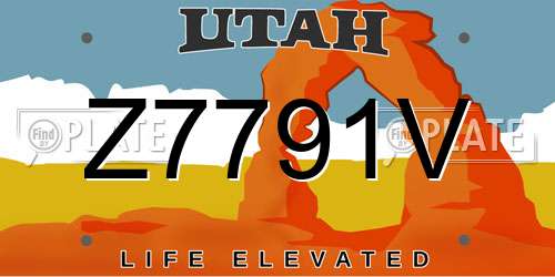 Z7791V Utah License Plate