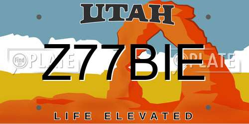 Z77BIE Utah License Plate