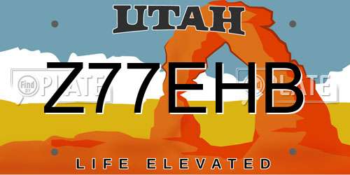 Z77EHB Utah License Plate